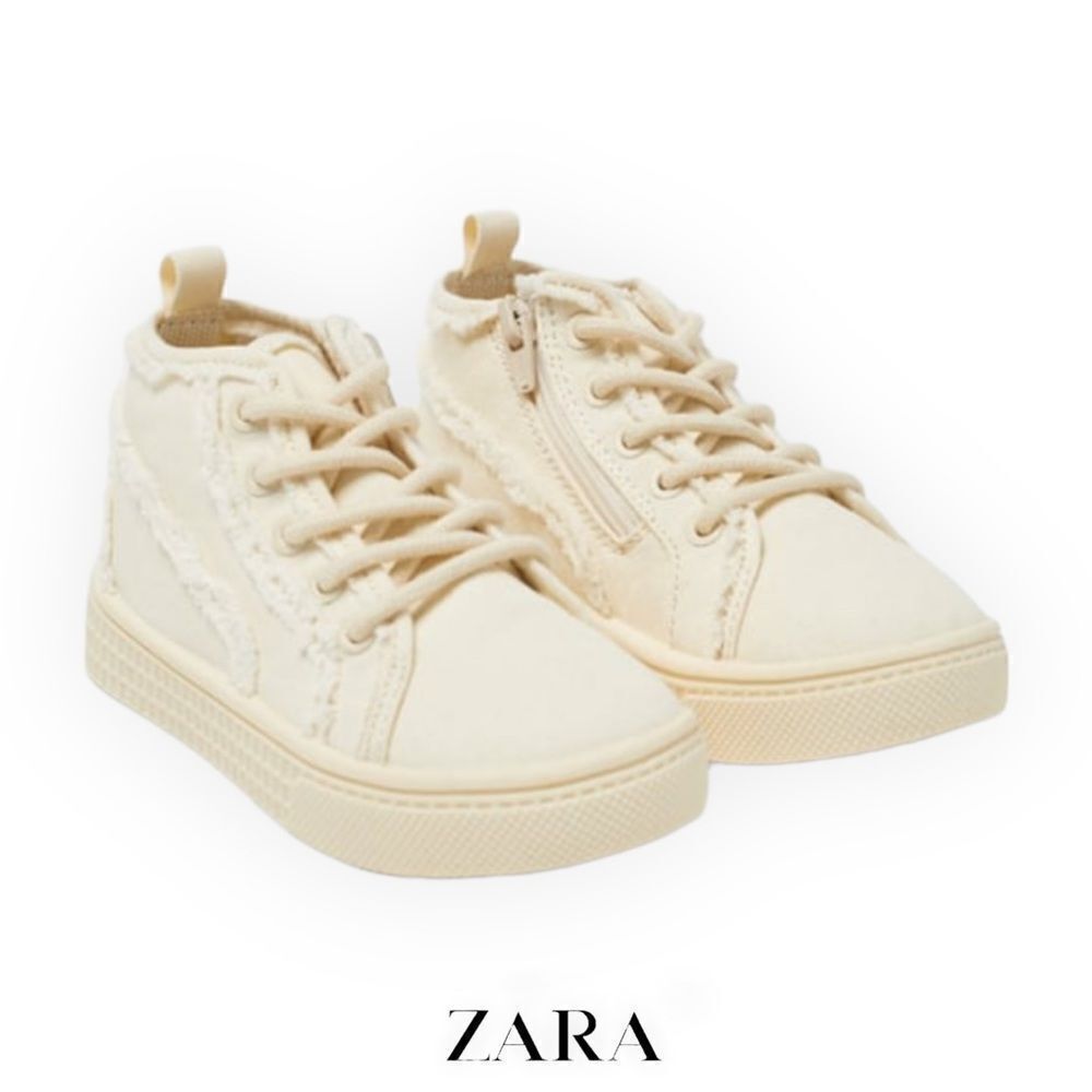 Zara Kids | Cream | Cotton High-Top Sneakers